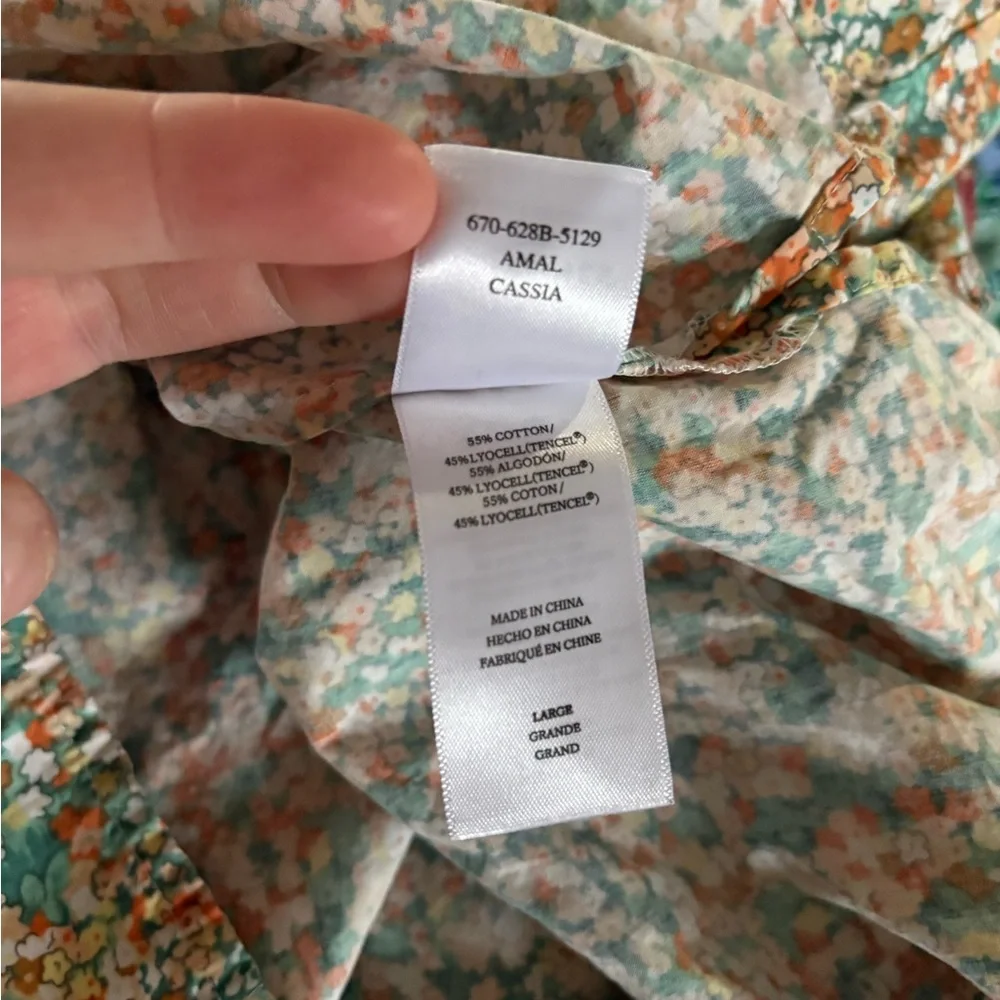 Rails Amal Relaxed Tie Neck in Cassia Multicolor Cotton Blend Floral Blouse